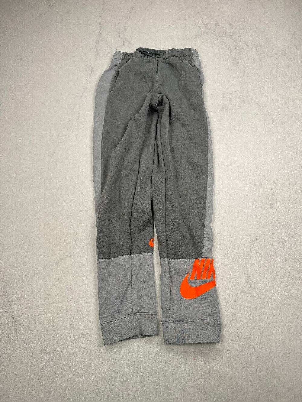 Nike Logo Joggers Colorblock Sweatpants Gray Modern Street Style - Boys XL